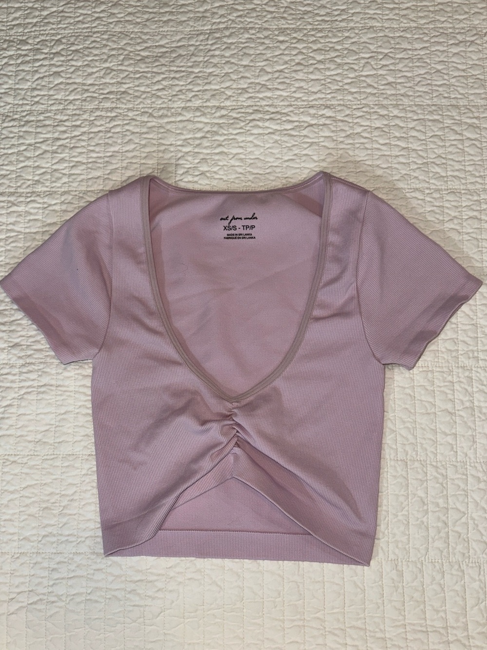 Out from Under XS crop top stretch ribbed Ruched V-Neck Crop Top